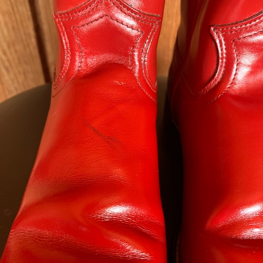 Vintage Justin Roper Red Leather Classic Boots Women’s Size 9B - Picture 7 of 14